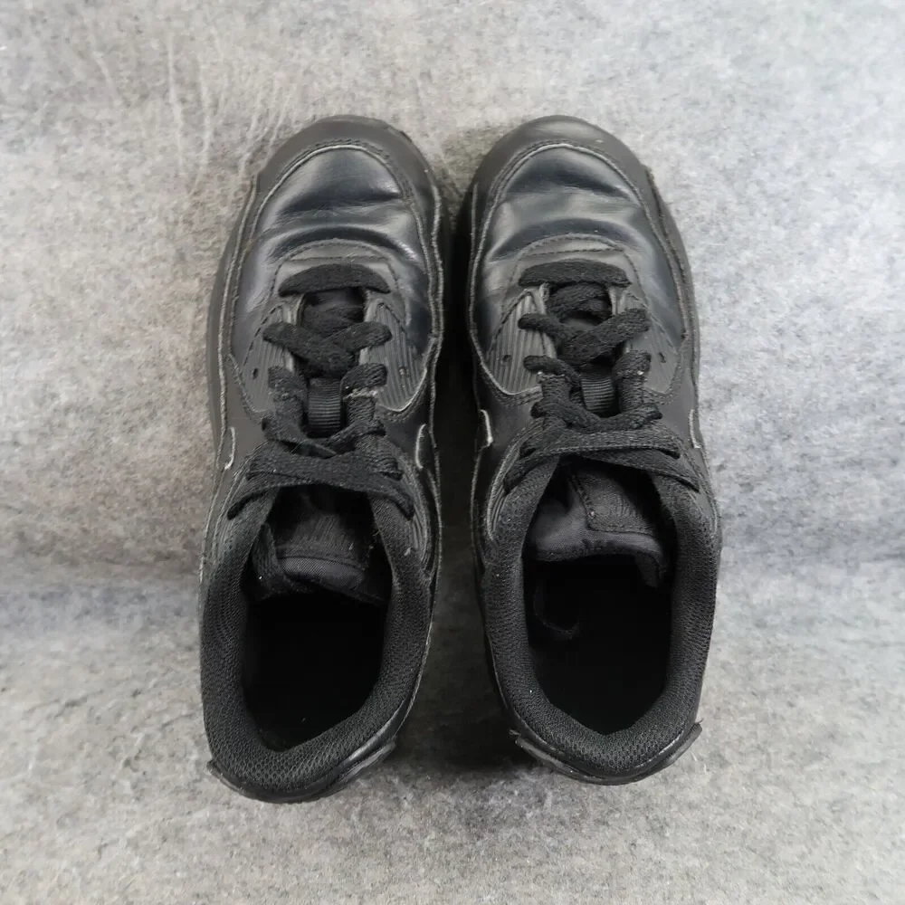 Nike Shoes Kids 2 Sneaker Air Max 90 Black Leather Lace Up Athletic Sport Active